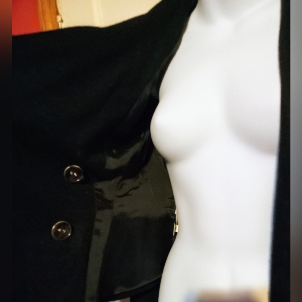 🛍️ BUNDLE ONLY🛍️ANN TAYLOR VINTAGE BLACK WOOL BLEND MILITARY JACKET - Picture 7 of 10